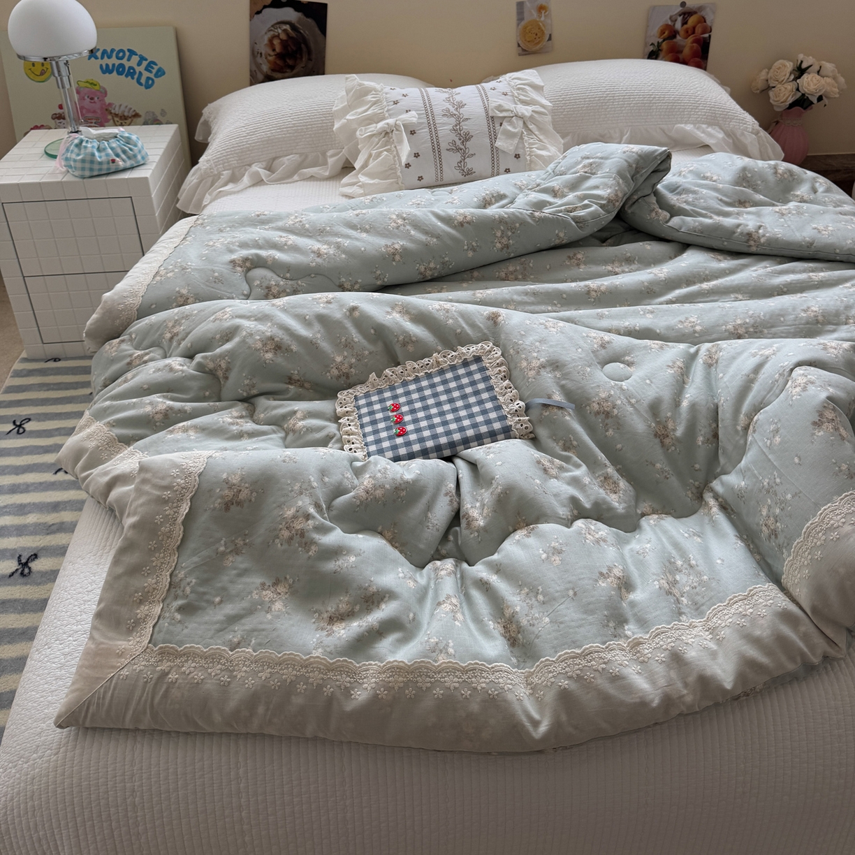 91家纺网 家纺一手货源 找家纺 （总）一加一 2025新款A类全棉纯棉双层纱田园风懒人被冬被被子被芯（可水洗）