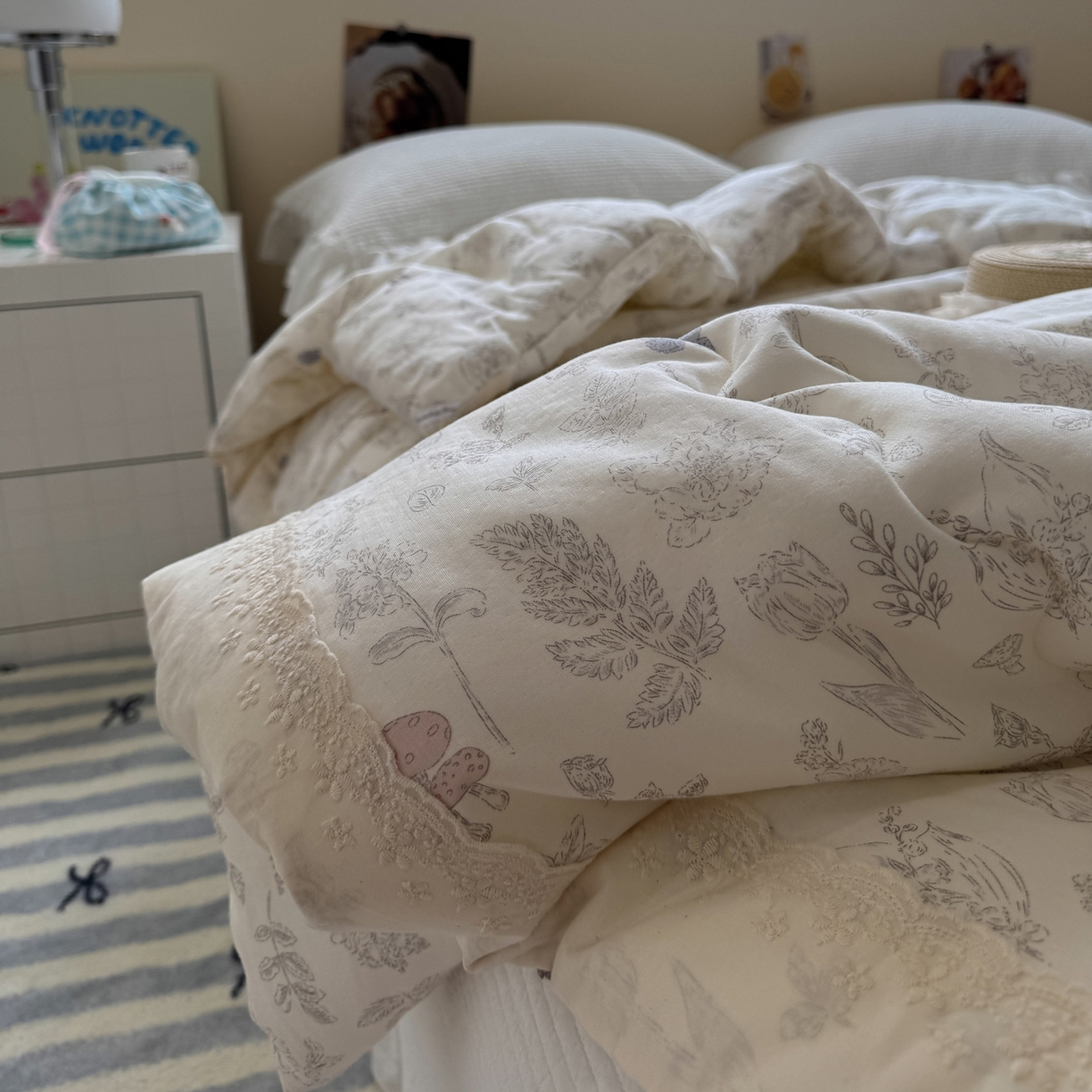 91家纺网 家纺一手货源 找家纺 一加一 2025新款A类全棉纯棉双层纱田园风懒人被冬被被子被芯（可水洗） 画棠春