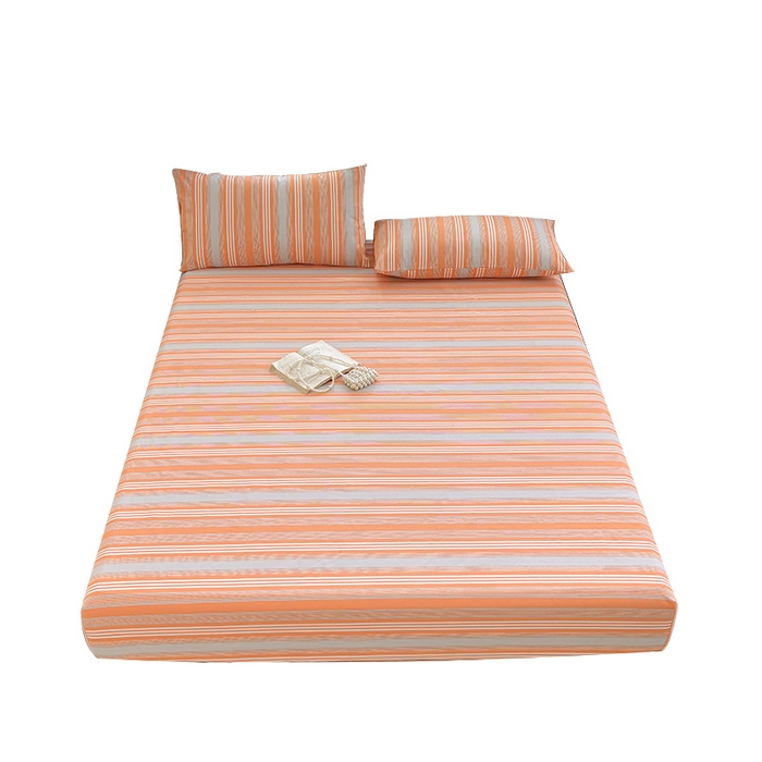 91家纺网 家纺一手货源 找家纺 青泽家纺 2025新款原棉老粗布床笠系列 时尚桔