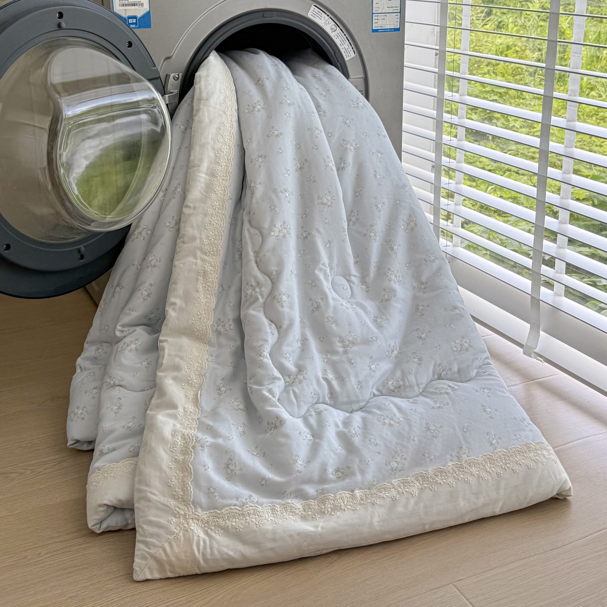 91家纺网 家纺一手货源 找家纺 一加一 2025新款A类全棉纯棉双层纱田园风懒人被冬被被子被芯（可水洗） 玲兰铛-兰