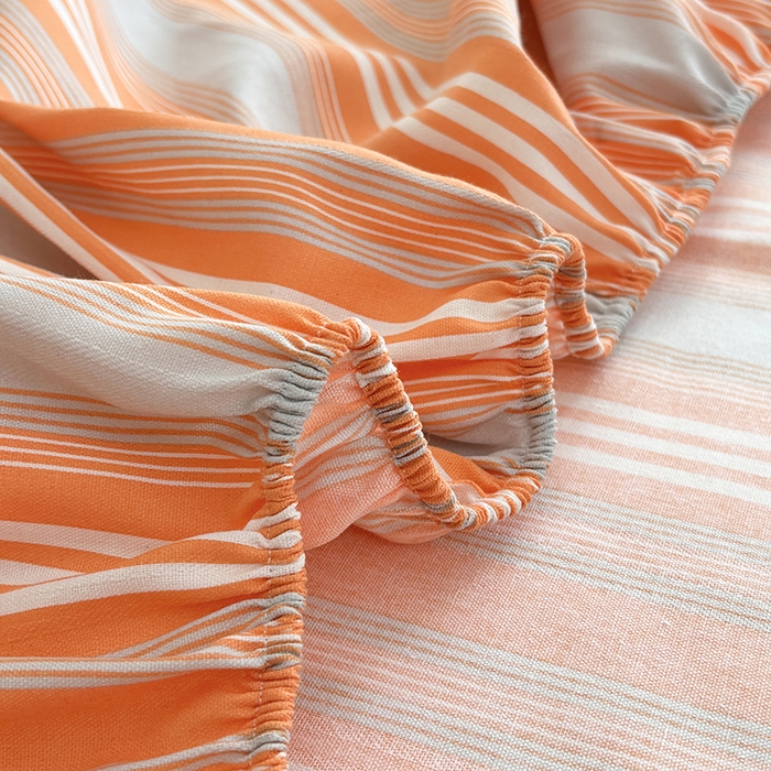 91家纺网 家纺一手货源 找家纺 青泽家纺 2025新款原棉老粗布床笠系列 时尚桔