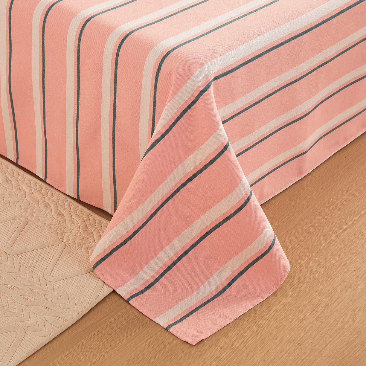 91家纺网 家纺一手货源 找家纺 青泽家纺 2025新款原棉标老粗布系列床单三件套 时尚粉