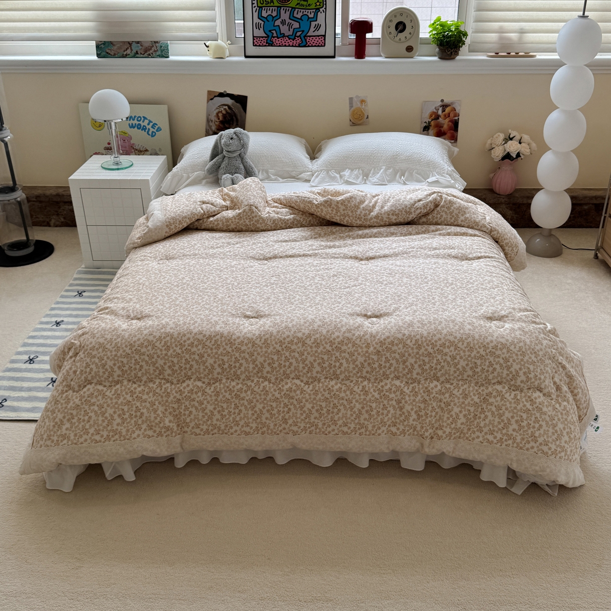 91家纺网 家纺一手货源 找家纺 一加一 2025新款A类全棉纯棉双层纱田园风懒人被冬被被子被芯（可水洗） 秋之寄语