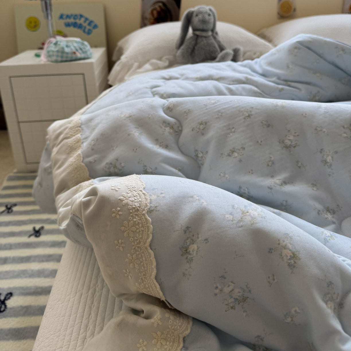 91家纺网 家纺一手货源 找家纺 一加一 2025新款A类全棉纯棉双层纱田园风懒人被冬被被子被芯（可水洗） 玲兰铛-兰