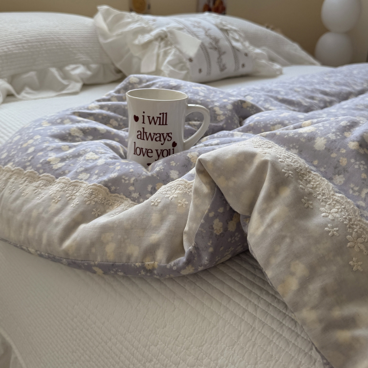 91家纺网 家纺一手货源 找家纺 一加一 2025新款A类全棉纯棉双层纱田园风懒人被冬被被子被芯（可水洗） 梦醒花间-灰