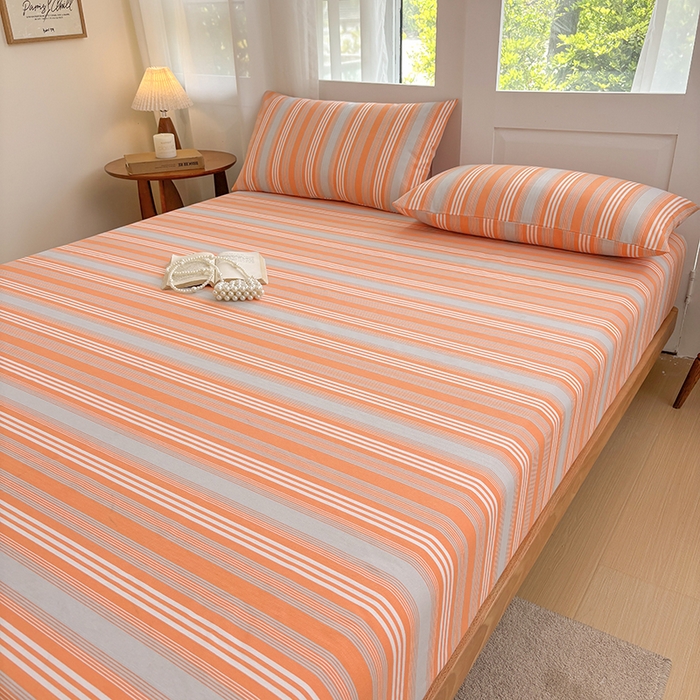 91家纺网 家纺一手货源 找家纺 青泽家纺 2025新款原棉老粗布床笠系列 时尚桔