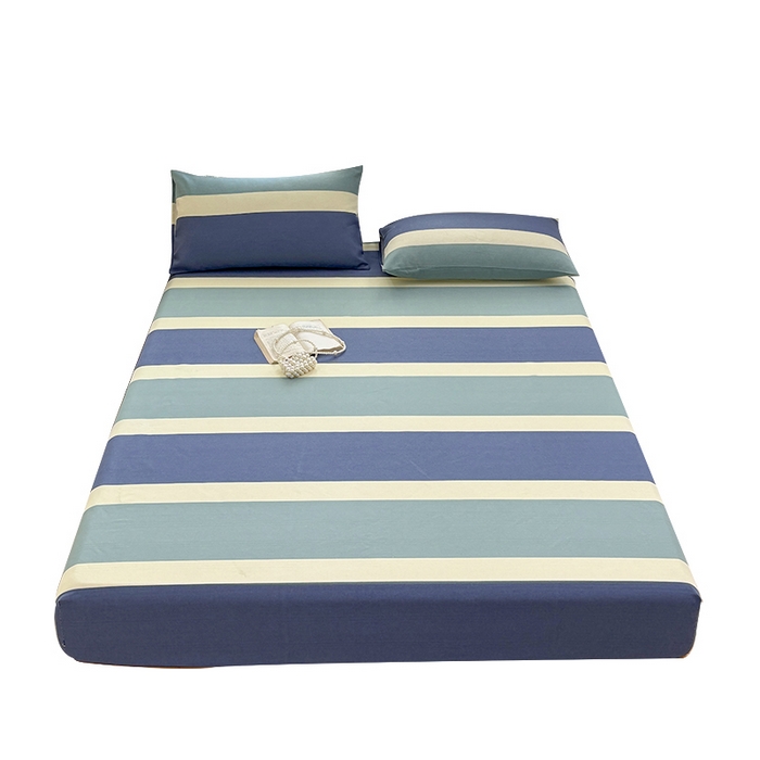 91家纺网 家纺一手货源 找家纺 青泽家纺 2025新款原棉老粗布床笠系列 时尚蓝