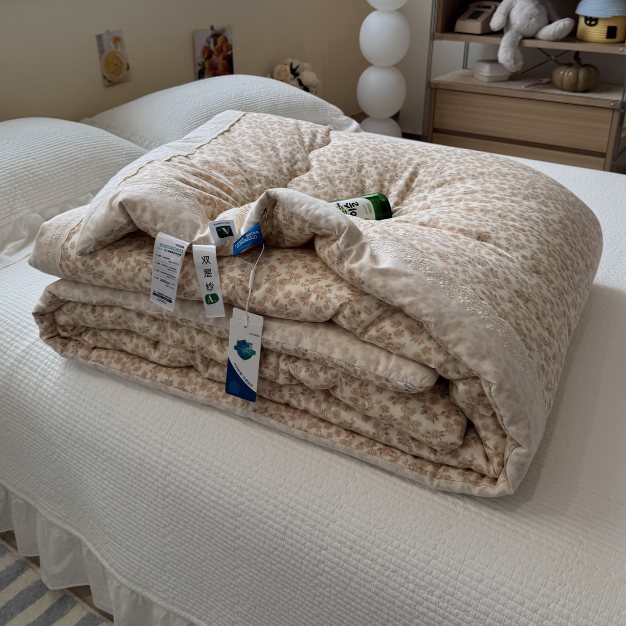 91家纺网 家纺一手货源 找家纺 一加一 2025新款A类全棉纯棉双层纱田园风懒人被冬被被子被芯（可水洗） 秋之寄语