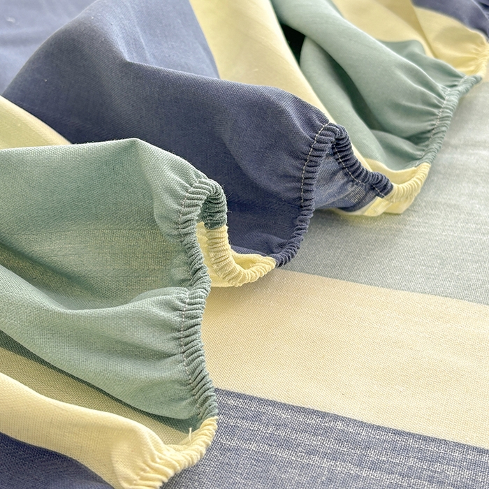 91家纺网 家纺一手货源 找家纺 青泽家纺 2025新款原棉老粗布床笠系列 时尚蓝