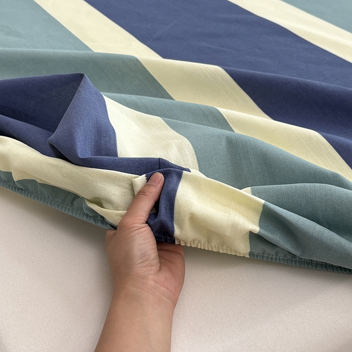 91家纺网 家纺一手货源 找家纺 青泽家纺 2025新款原棉老粗布床笠系列 时尚蓝