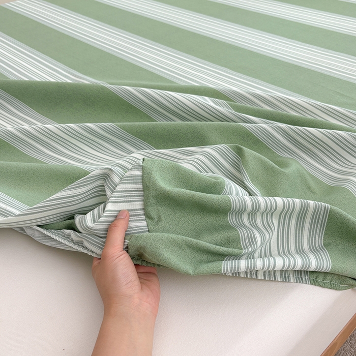 91家纺网 家纺一手货源 找家纺 青泽家纺 2025新款原棉老粗布床笠系列 时尚绿