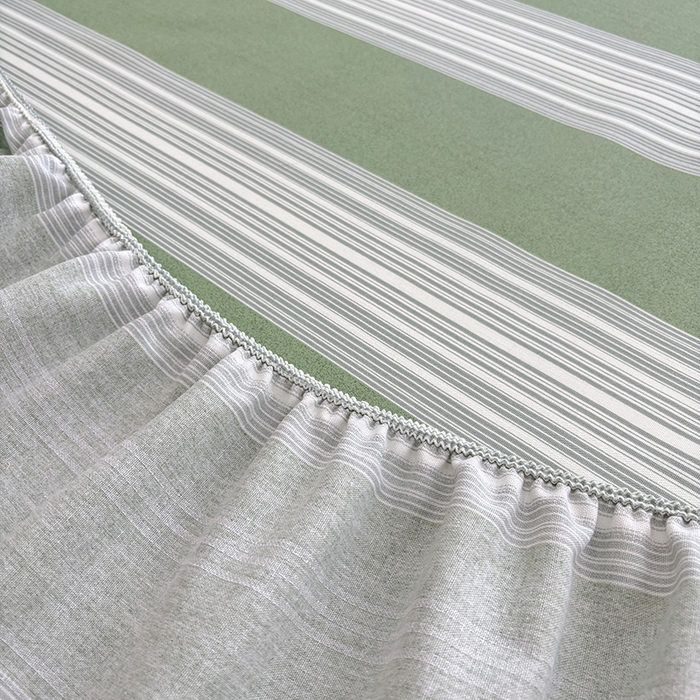 91家纺网 家纺一手货源 找家纺 青泽家纺 2025新款原棉老粗布床笠系列 时尚绿