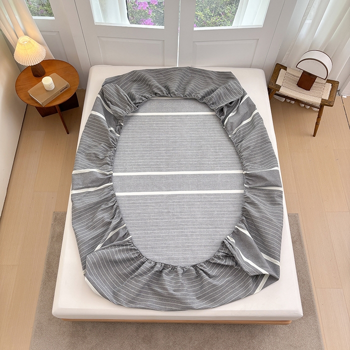 91家纺网 家纺一手货源 找家纺 青泽家纺 2025新款原棉老粗布床笠系列 时尚条格