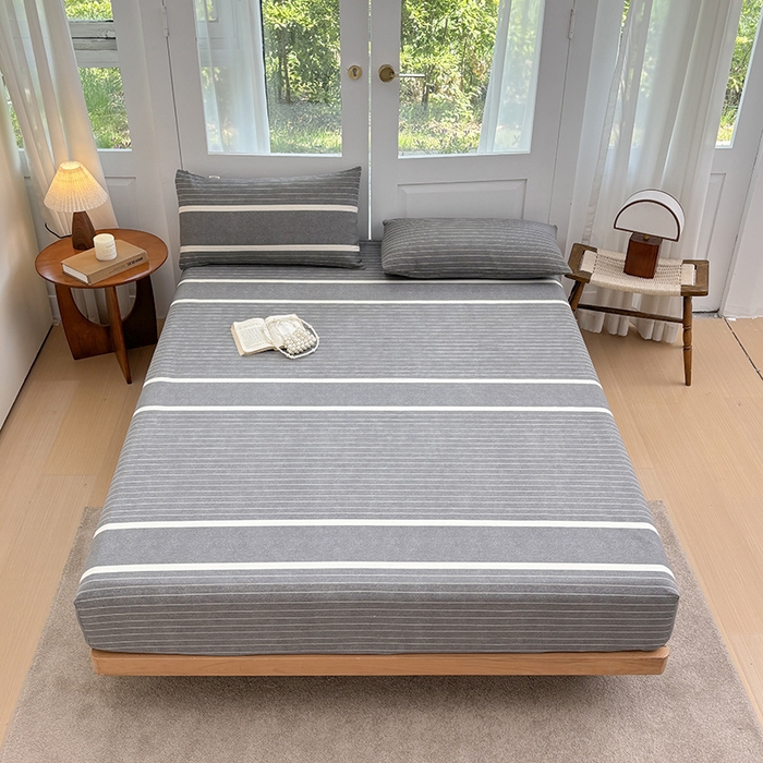 91家纺网 家纺一手货源 找家纺 青泽家纺 2025新款原棉老粗布床笠系列 时尚条格