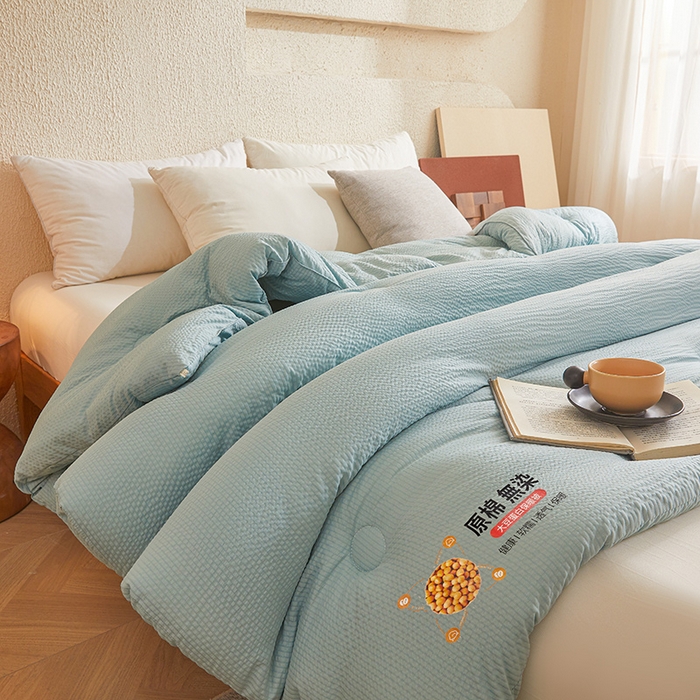 91家纺网 家纺一手货源 找家纺 （总）欢乐季2025新款7A抗菌A类提花皱皱纱大豆纤维被四季被+被芯