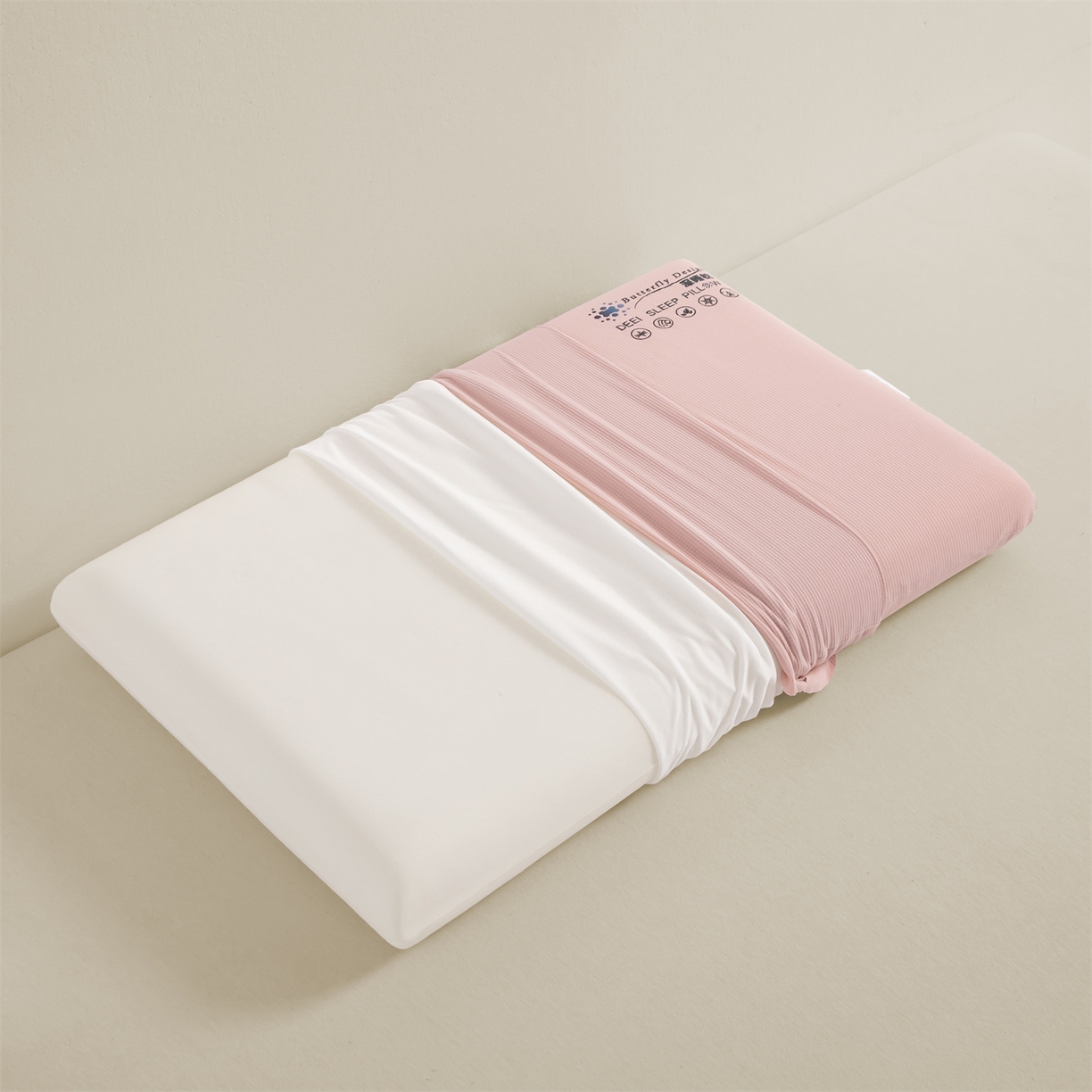 91家纺网 家纺一手货源 找家纺 麦肯锡 2025新款格纹简约深睡记忆枕枕头枕芯 粉色