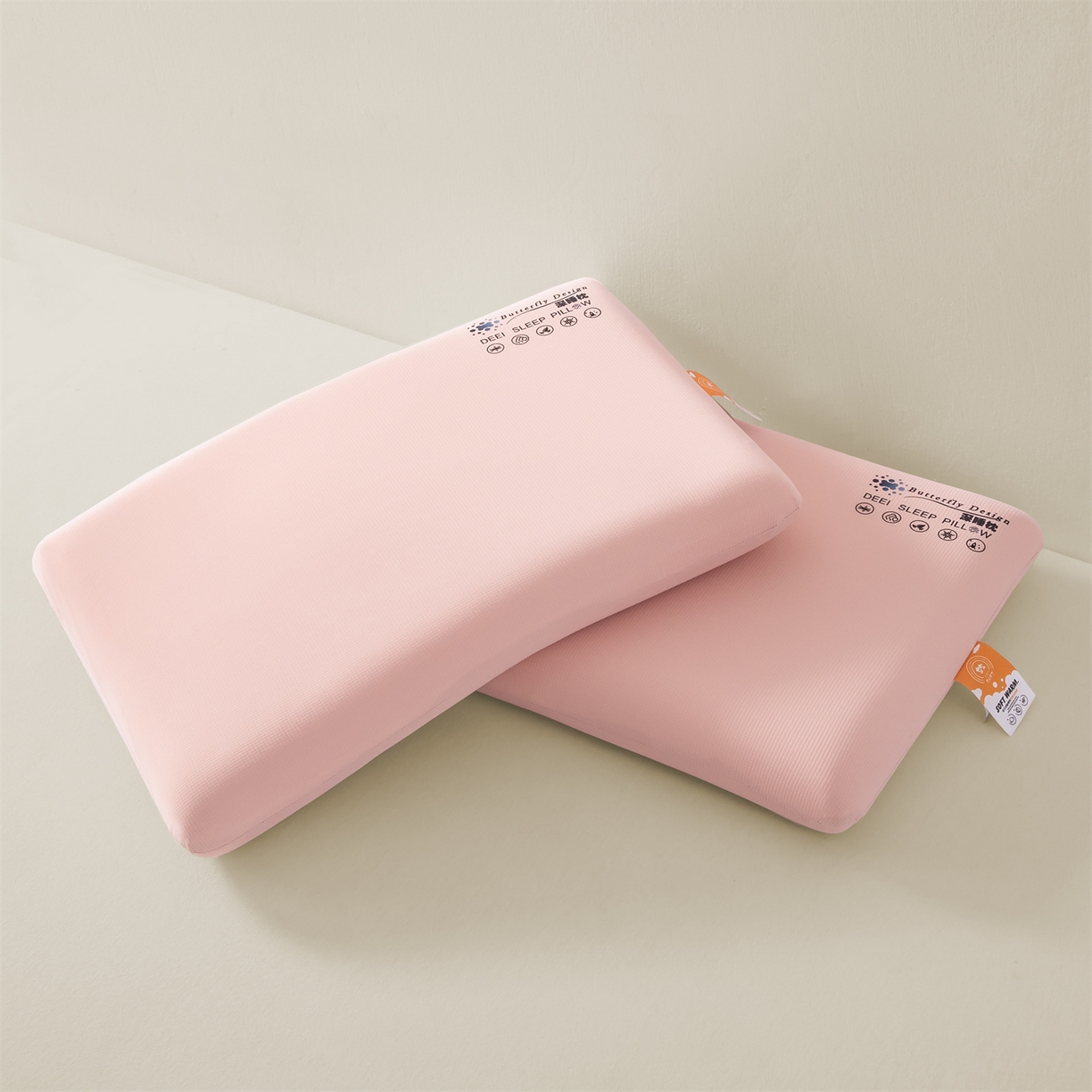 91家纺网 家纺一手货源 找家纺 麦肯锡 2025新款格纹简约深睡记忆枕枕头枕芯 粉色