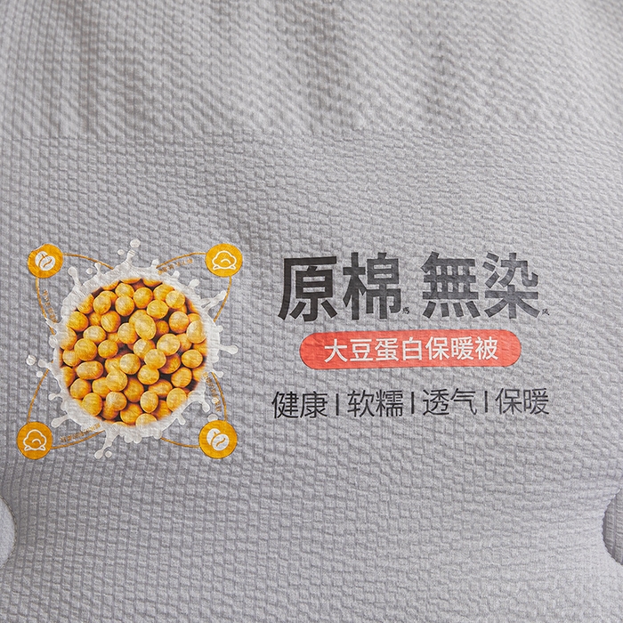 91家纺网 家纺一手货源 找家纺 欢乐季2025新款7A抗菌A类提花皱皱纱大豆纤维被四季被+被芯 高级灰