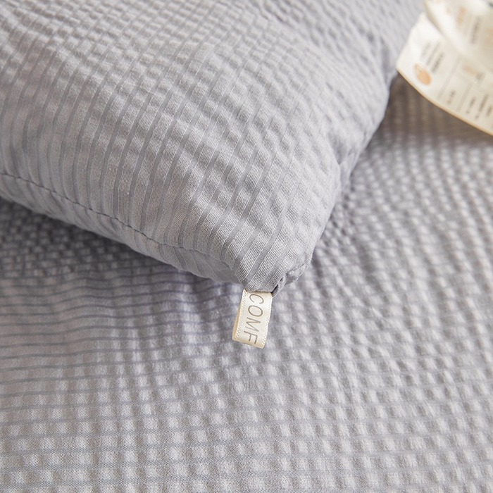 91家纺网 家纺一手货源 找家纺 欢乐季2025新款7A抗菌A类提花皱皱纱大豆纤维被四季被+被芯 高级灰