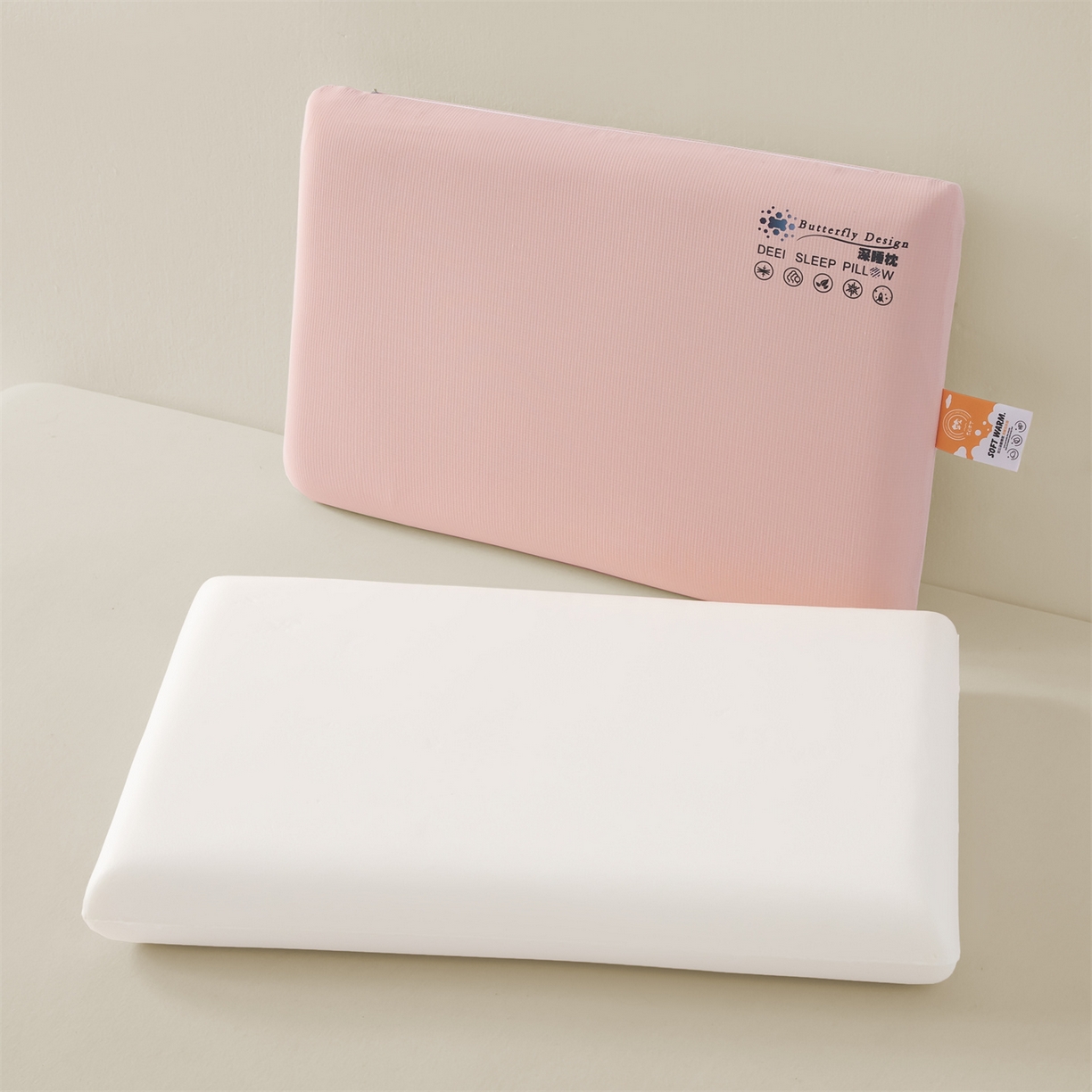 91家纺网 家纺一手货源 找家纺 麦肯锡 2025新款格纹简约深睡记忆枕枕头枕芯 粉色