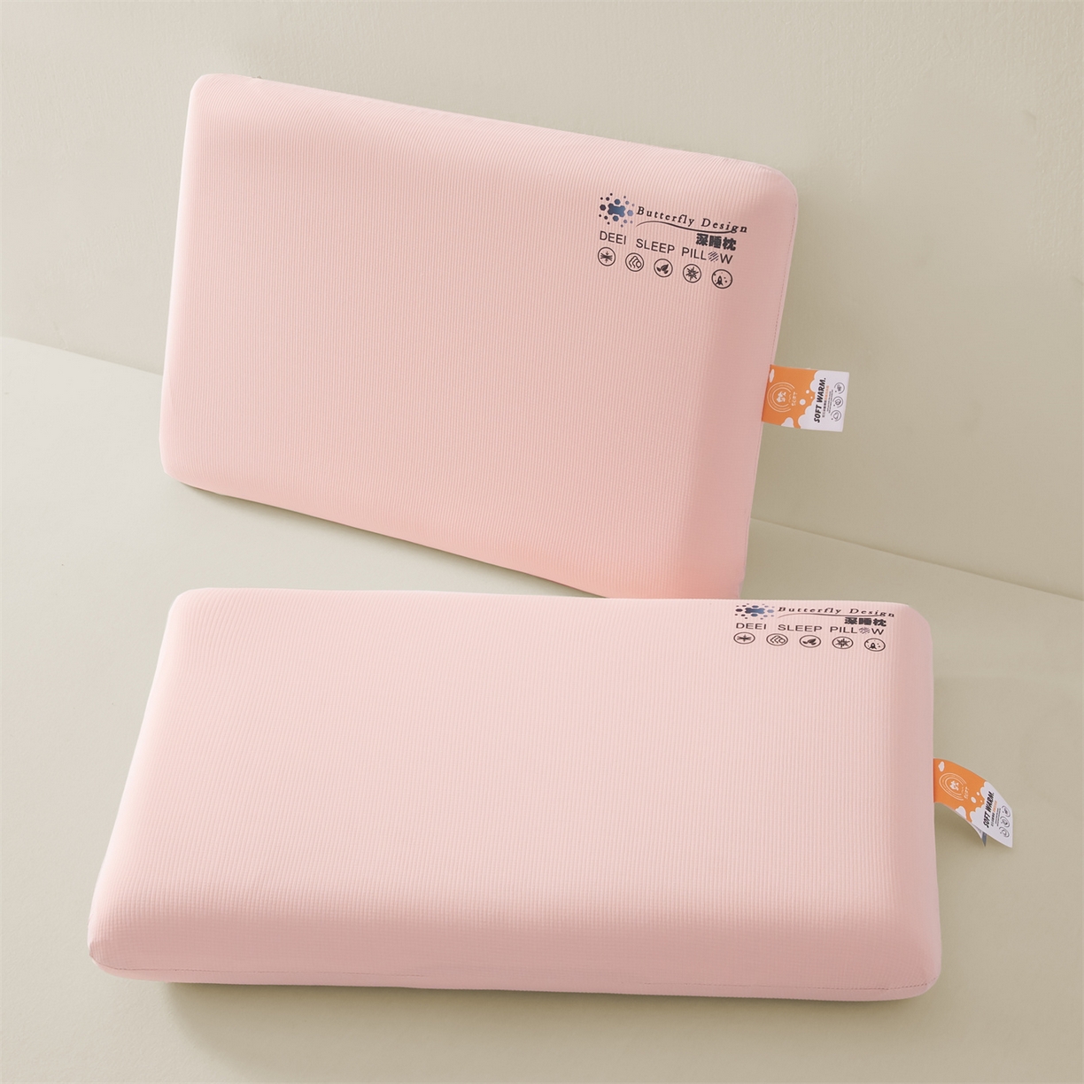 91家纺网 家纺一手货源 找家纺 麦肯锡 2025新款格纹简约深睡记忆枕枕头枕芯 粉色