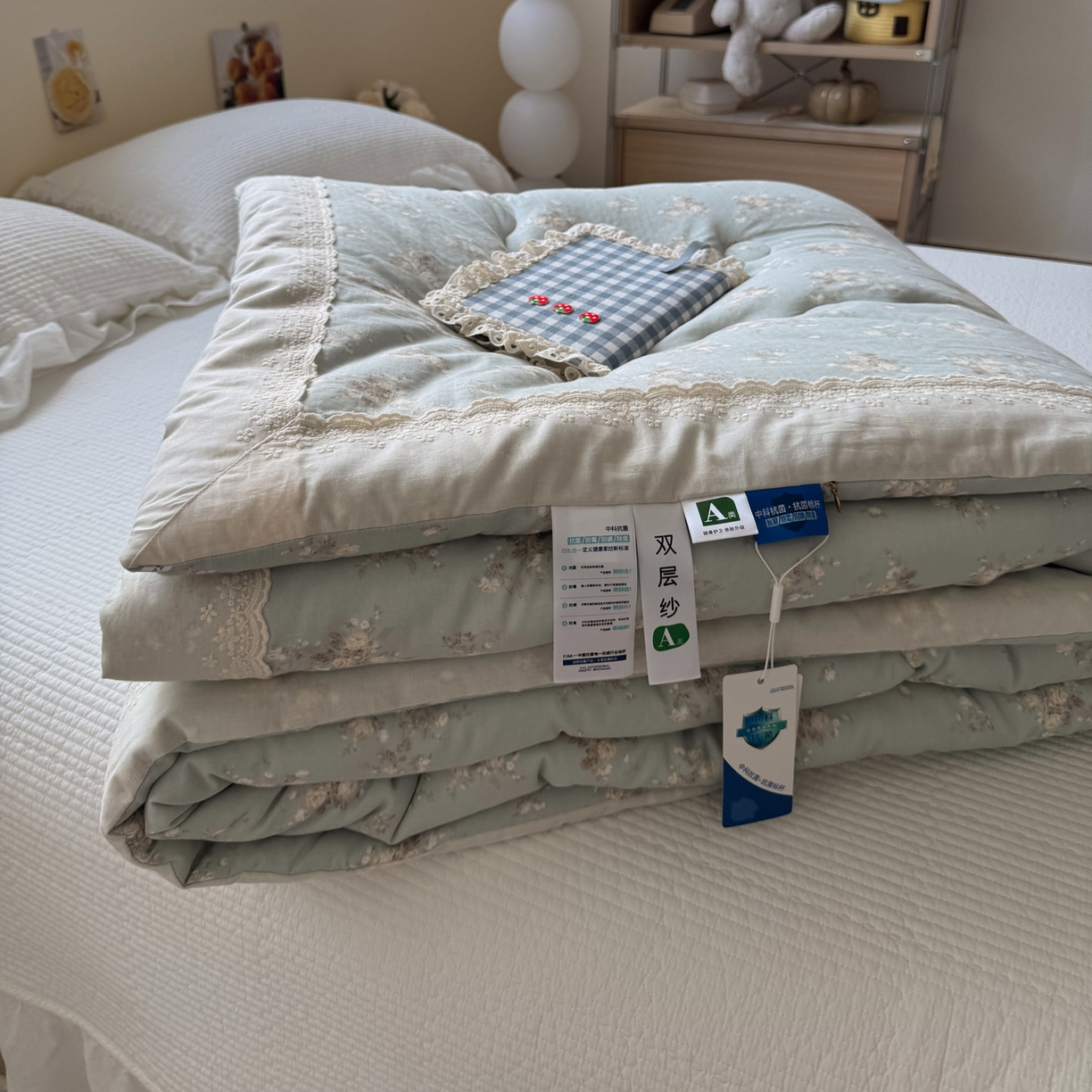 91家纺网 家纺一手货源 找家纺 （总）一加一 2025新款A类全棉纯棉双层纱田园风懒人被冬被被子被芯（可水洗）