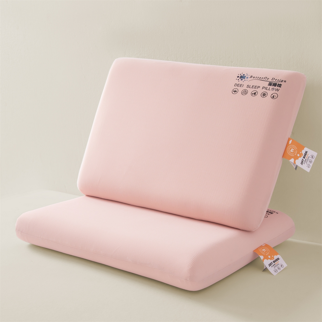 91家纺网 家纺一手货源 找家纺 麦肯锡 2025新款格纹简约深睡记忆枕枕头枕芯 粉色