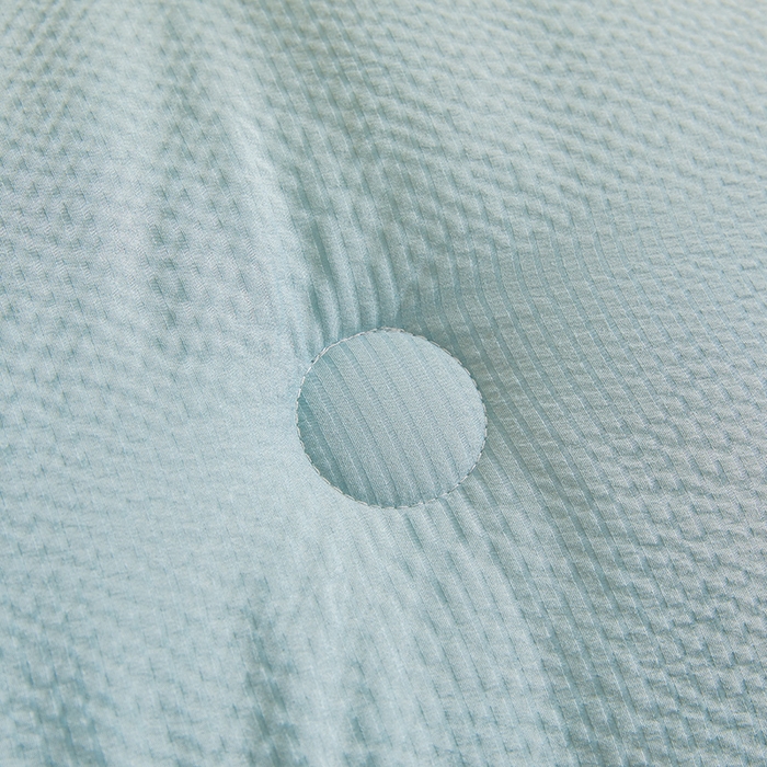 91家纺网 家纺一手货源 找家纺 欢乐季2025新款7A抗菌A类提花皱皱纱大豆纤维被四季被+被芯 海冰蓝