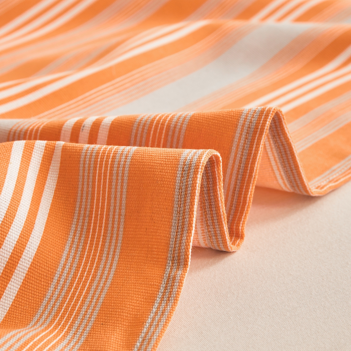 91家纺网 家纺一手货源 找家纺 青泽家纺 2025新款原棉标老粗布系列床单三件套 时尚橘