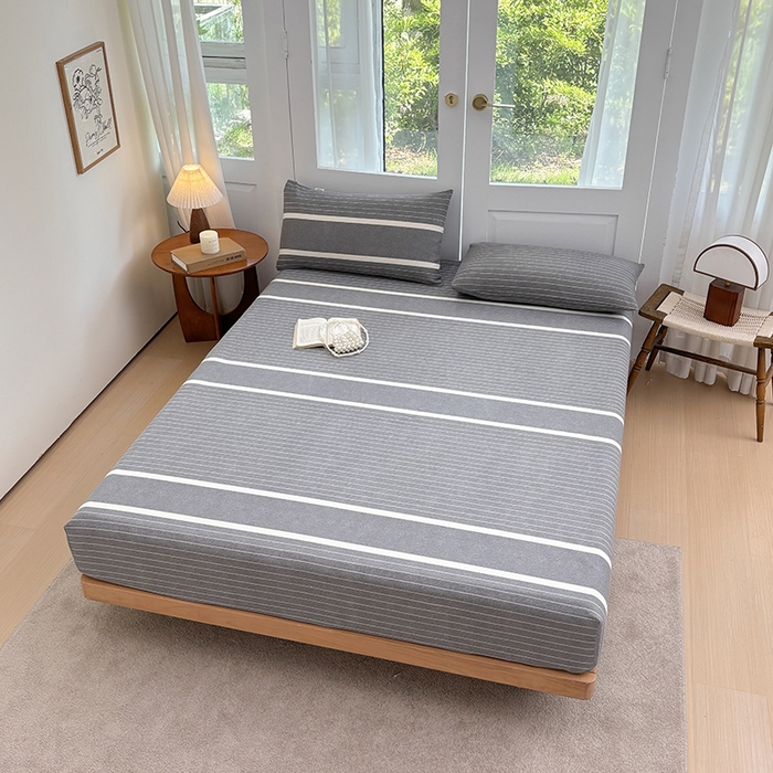 91家纺网 家纺一手货源 找家纺 青泽家纺 2025新款原棉老粗布床笠系列 时尚条格