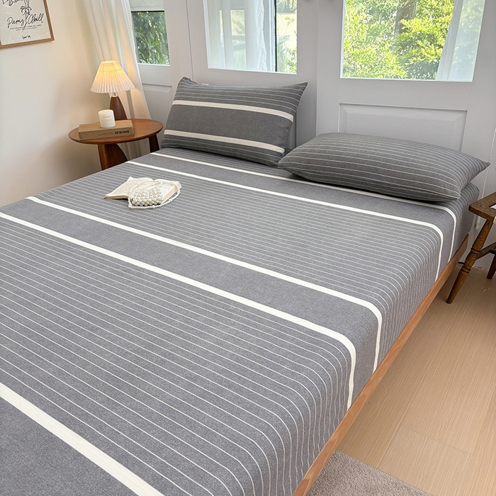 91家纺网 家纺一手货源 找家纺 青泽家纺 2025新款原棉老粗布床笠系列 时尚条格