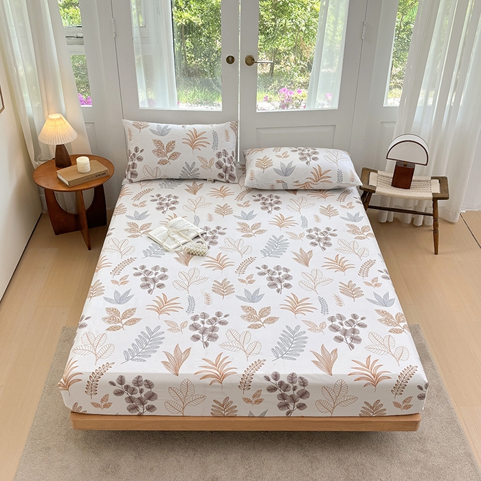 91家纺网 家纺一手货源 找家纺 青泽家纺 2025新款原棉老粗布床笠系列 叶语