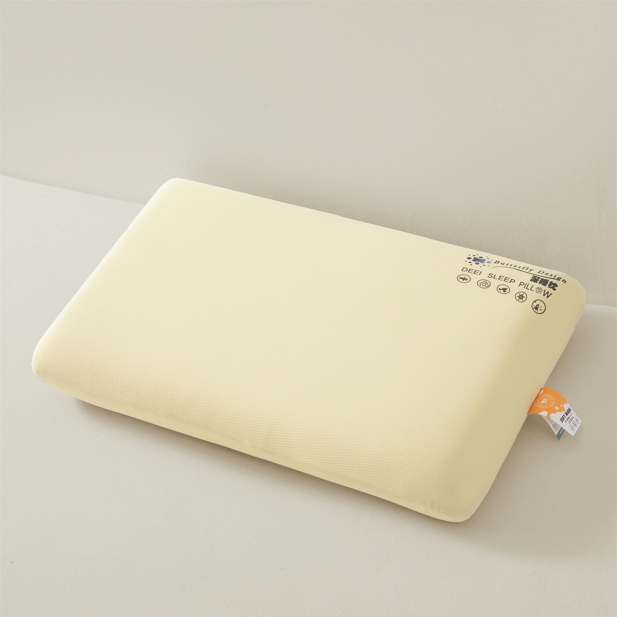 91家纺网 家纺一手货源 找家纺 麦肯锡 2025新款格纹简约深睡记忆枕枕头枕芯 黄色