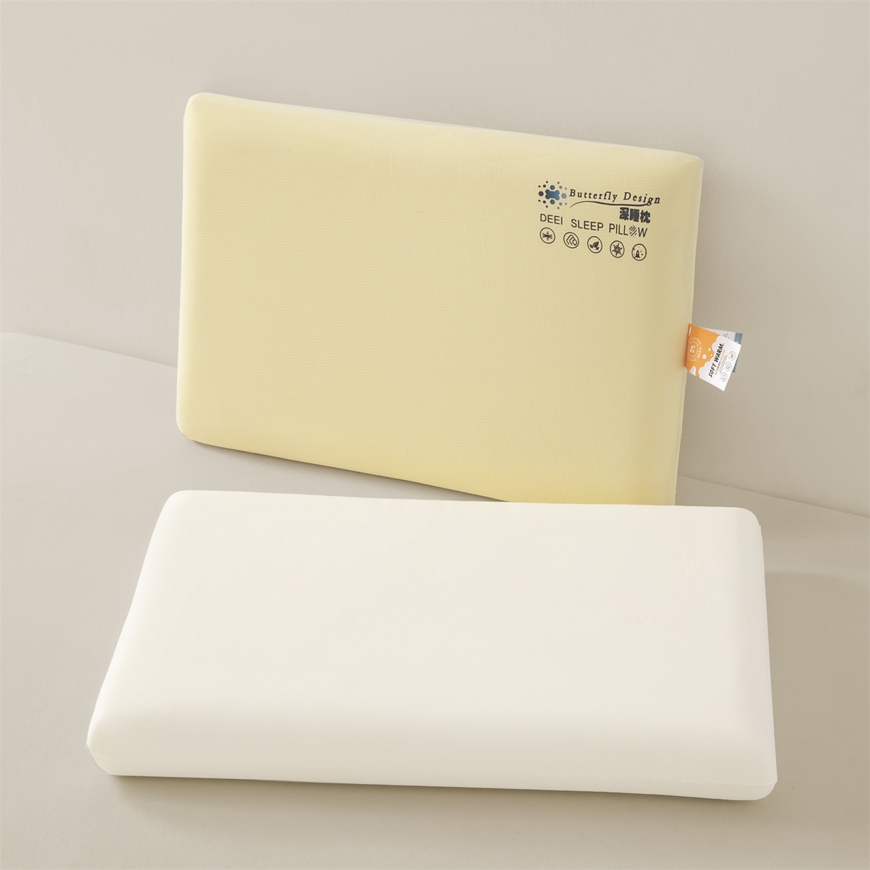 91家纺网 家纺一手货源 找家纺 麦肯锡 2025新款格纹简约深睡记忆枕枕头枕芯 黄色