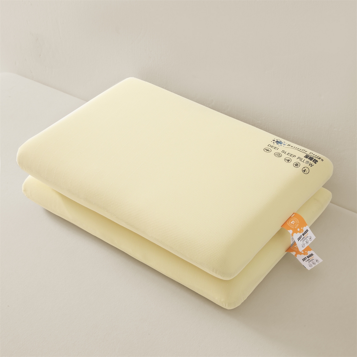麦肯锡 2025新款格纹简约深睡记忆枕枕头枕芯 黄色