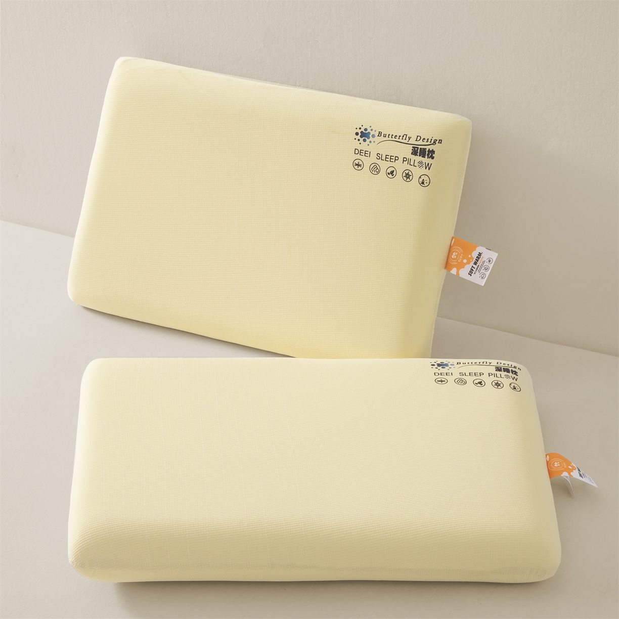 91家纺网 家纺一手货源 找家纺 麦肯锡 2025新款格纹简约深睡记忆枕枕头枕芯 黄色