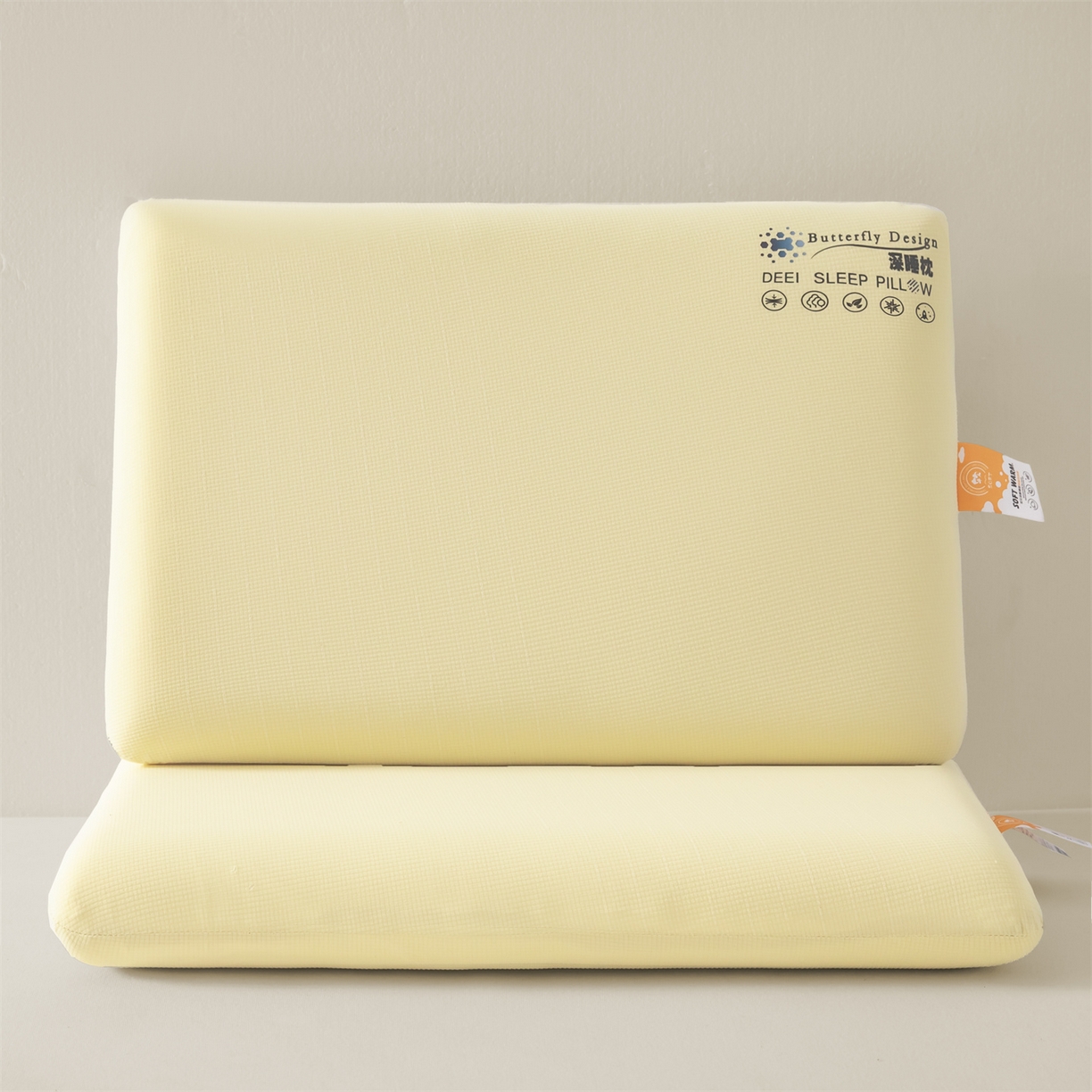 91家纺网 家纺一手货源 找家纺 麦肯锡 2025新款格纹简约深睡记忆枕枕头枕芯 黄色