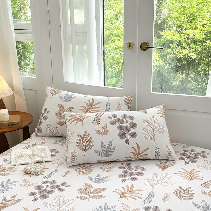 91家纺网 家纺一手货源 找家纺 青泽家纺 2025新款原棉老粗布床笠系列 叶语