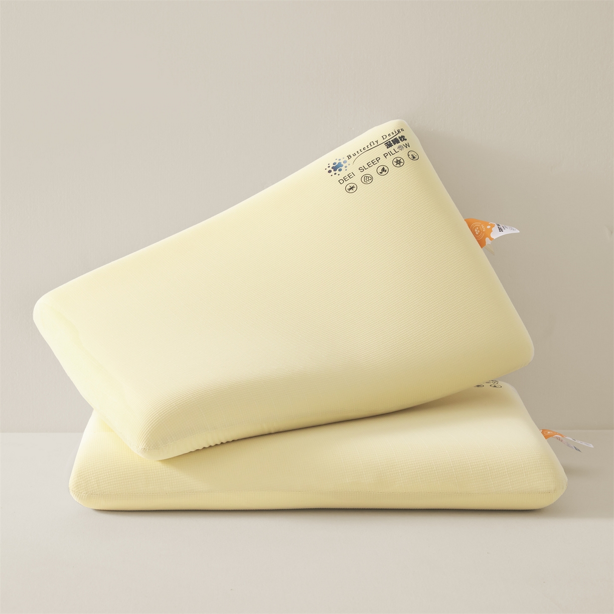 91家纺网 家纺一手货源 找家纺 麦肯锡 2025新款格纹简约深睡记忆枕枕头枕芯 黄色