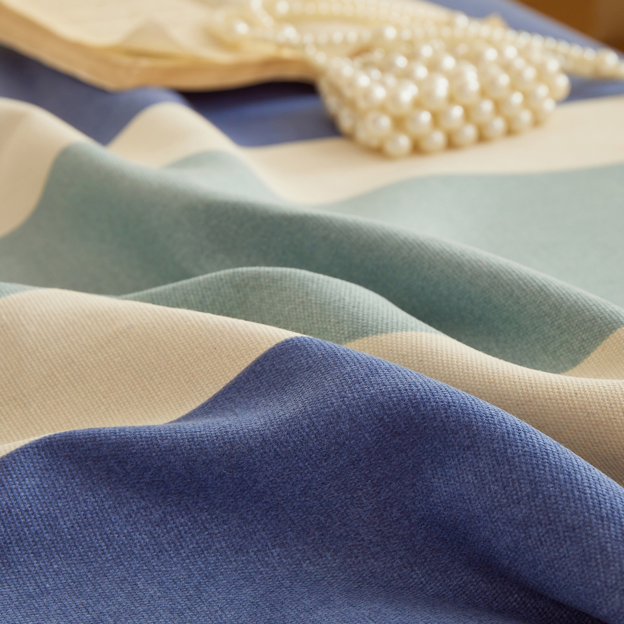 91家纺网 家纺一手货源 找家纺 青泽家纺 2025新款原棉标老粗布系列床单三件套 时尚蓝