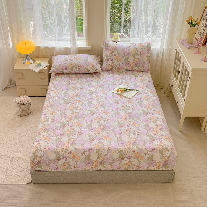 91家纺网 家纺一手货源 找家纺 青泽家纺 2025新款原棉老粗布床笠系列 法式庄园