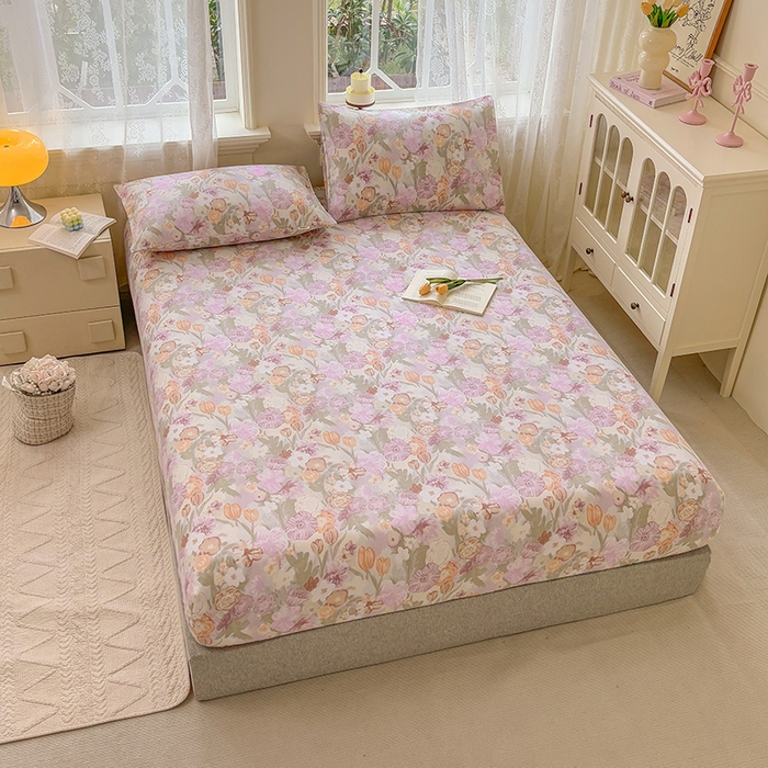 91家纺网 家纺一手货源 找家纺 青泽家纺 2025新款原棉老粗布床笠系列 法式庄园