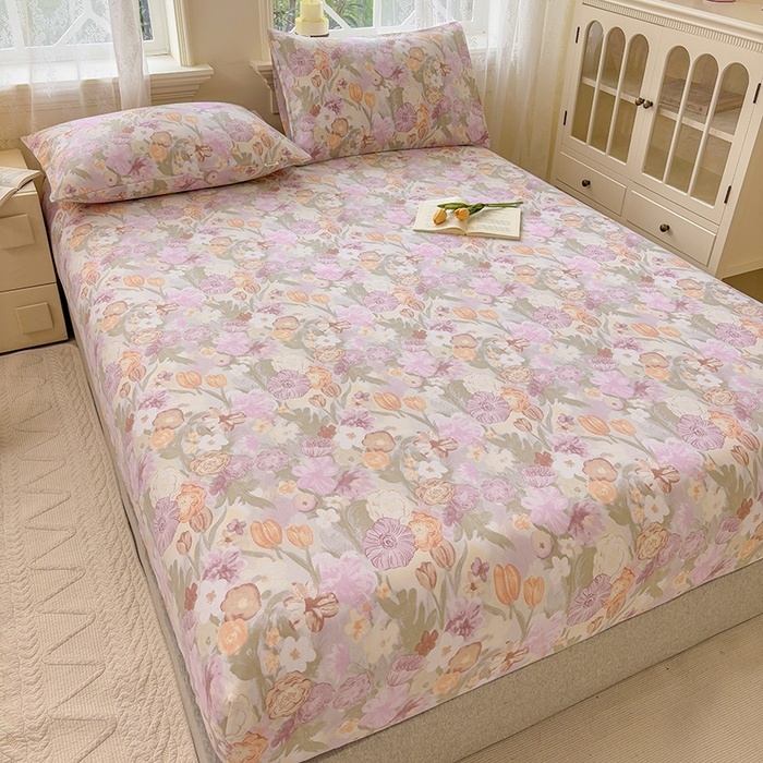 91家纺网 家纺一手货源 找家纺 青泽家纺 2025新款原棉老粗布床笠系列 法式庄园