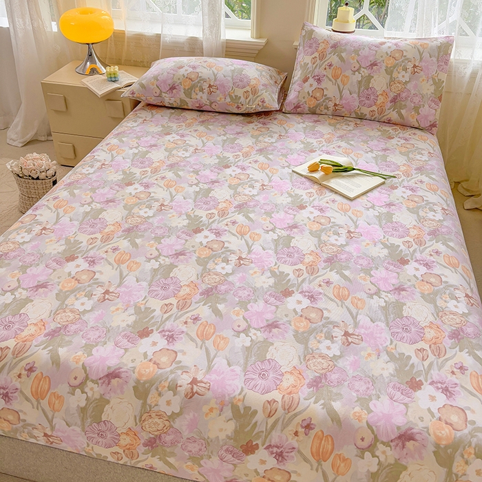 91家纺网 家纺一手货源 找家纺 青泽家纺 2025新款原棉老粗布床笠系列 法式庄园