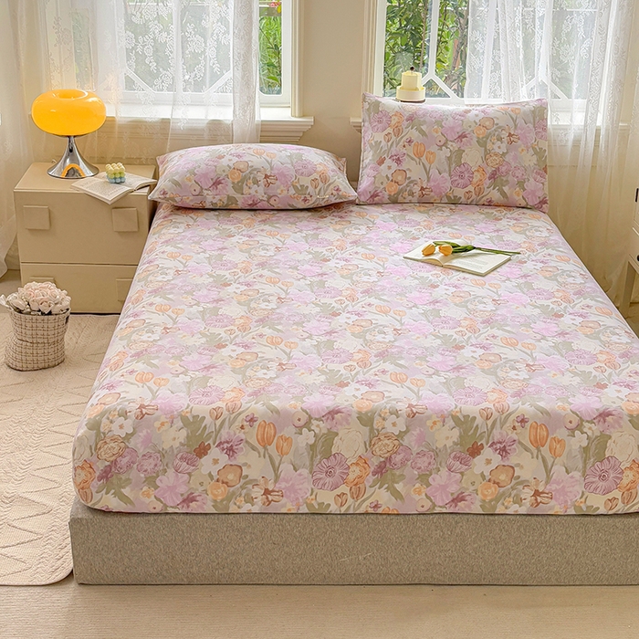 91家纺网 家纺一手货源 找家纺 青泽家纺 2025新款原棉老粗布床笠系列 法式庄园