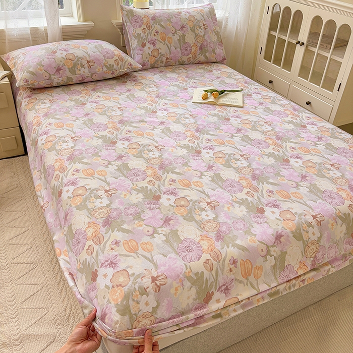 91家纺网 家纺一手货源 找家纺 青泽家纺 2025新款原棉老粗布床笠系列 法式庄园