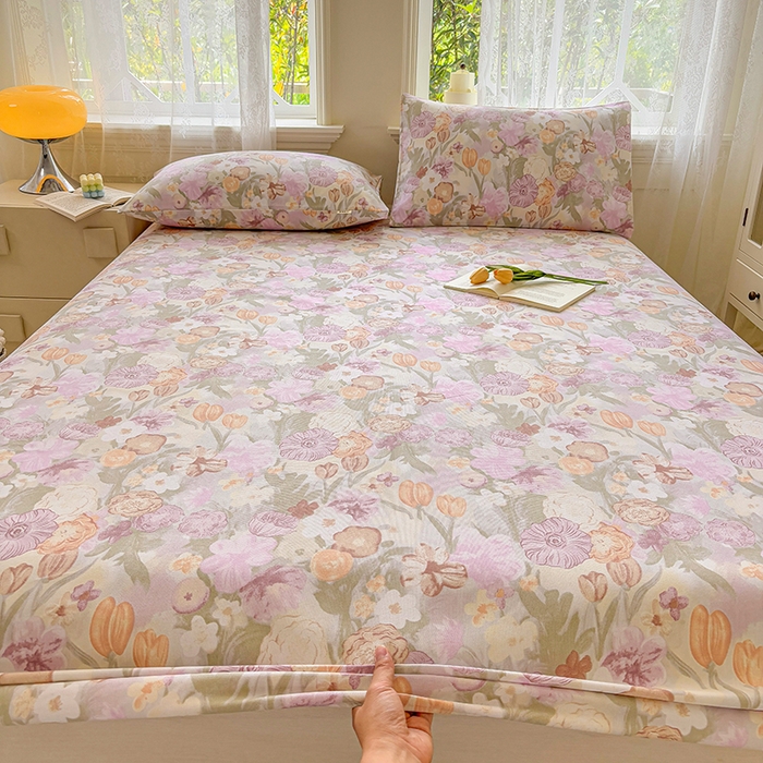 91家纺网 家纺一手货源 找家纺 青泽家纺 2025新款原棉老粗布床笠系列 法式庄园