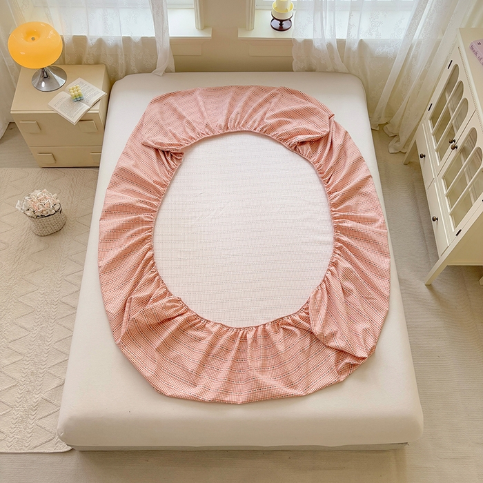 91家纺网 家纺一手货源 找家纺 青泽家纺 2025新款原棉老粗布床笠系列 粉黛