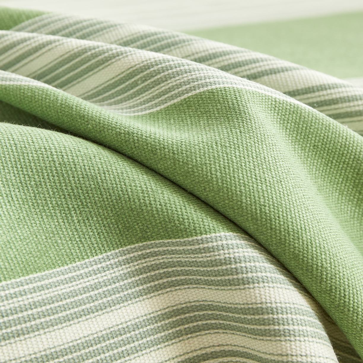 91家纺网 家纺一手货源 找家纺 青泽家纺 2025新款原棉标老粗布系列床单三件套 时尚绿