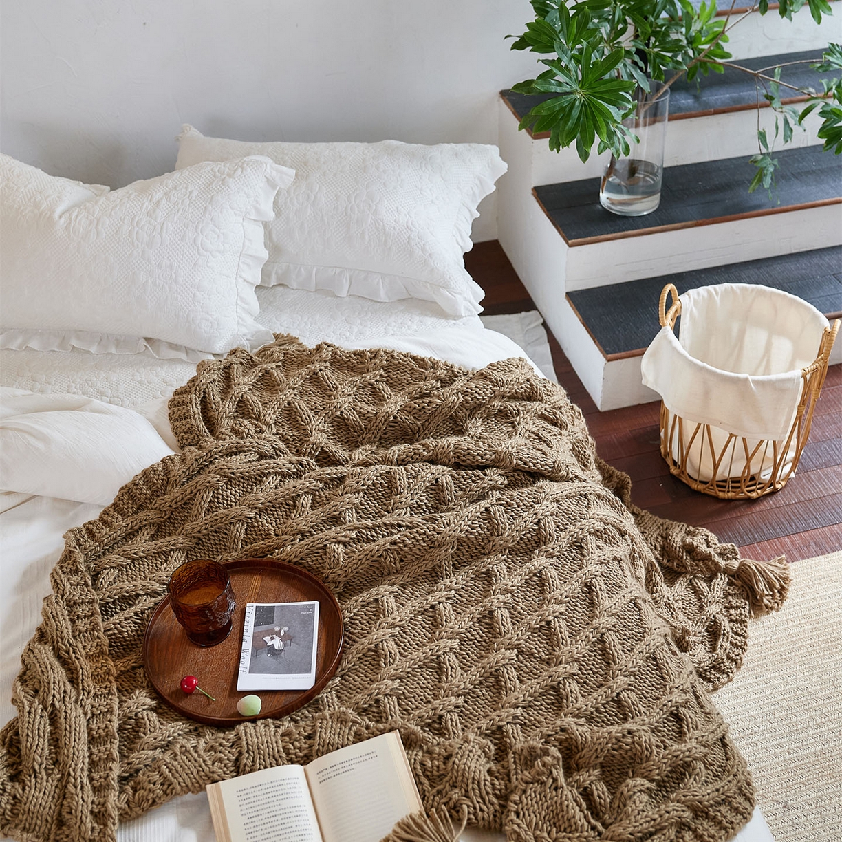 91家纺网 家纺一手货源 找家纺 （总）暖绵绵家纺 2025新款柔软舒适立体编制针织毯-索尔曼